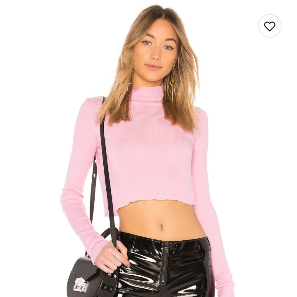 Cotton Citizen Pink Crop Turtleneck